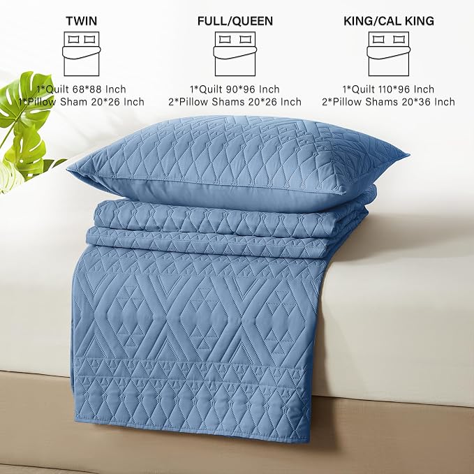 akkialla Twin Quilt Set, Boho Style in a Solid Color, Bluish Grey Lightweight - Image 7