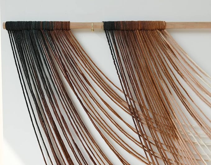 Macrame Wall Hanging Brown Dip Dyed Boho Fiber Art Decor 57"W*35"L | Warm Brown - Image 7
