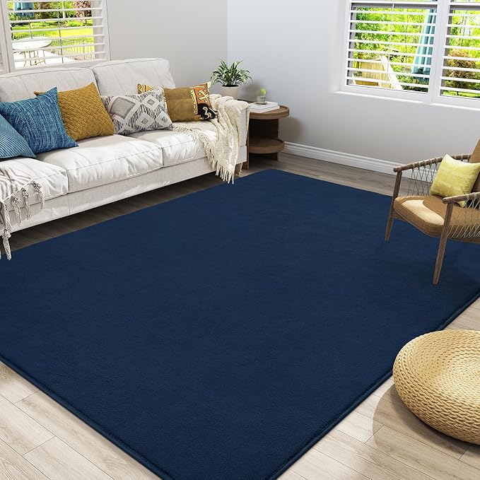 Navy Blue Area Rugs for Bedroom Living Room, 4x6 Memory Foam Rug | Thickened - Image 2
