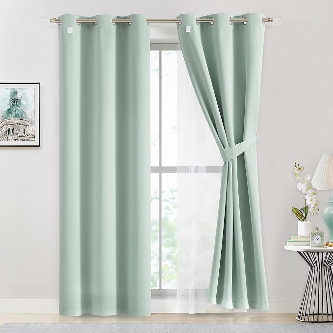Bujasso Aqua 80% Blackout Curtains - Image 3