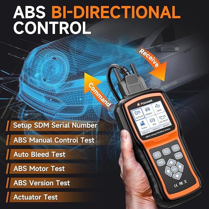 FOXWELL NT630 Plus OBD2 Scanner with ABS and SRS, 2026 ABS Auto Bleed Scan Tool, Brake Code Reader with Live Data, Bidirectional Control & SAS Oil EPB Reset Diagnostic Tool