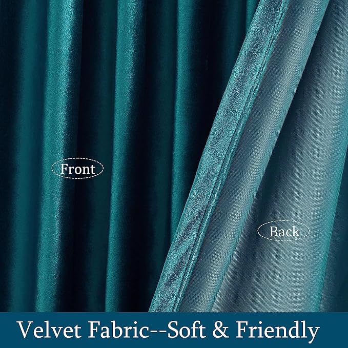 PRIMROSE Teal Velvet Curtains 72 inches Long - Image 5