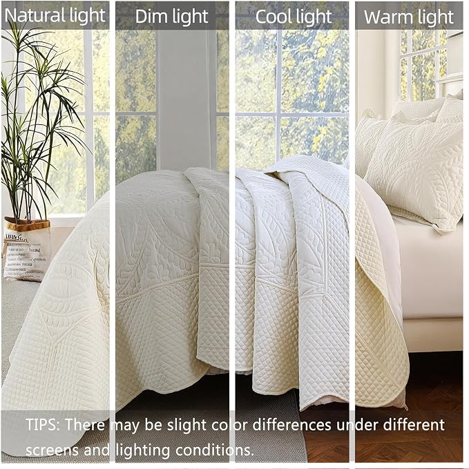 Cmfshape Oversize King Bedspread 114"x102", 3 Pieces California King Size Quilt - Image 4