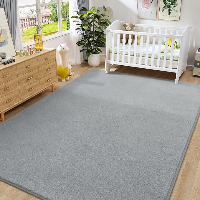 Modern Area Rugs for Bedroom Living Room, 5x8 Grey Memory Foam Rug | Thickened - Image 8