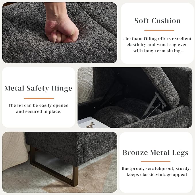 Aoiy & Wifon 63.98" W Storage Ottoman Bench, End of Bed Bench, King Size - Image 4