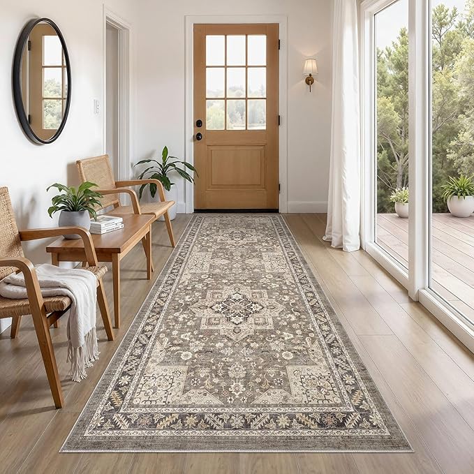 cotiled 3x8 Hallway Runner Rug for Entryway, Non-Slip Vintage, and Laundry Room by COTILED