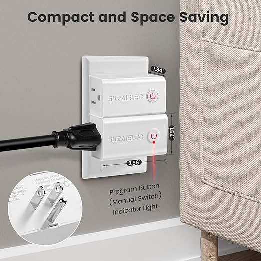 SURAIELEC Wireless Light Switch, Remote Control Outlet, Decorator Rocker Wall Switch, 15 AMP, 100ft RF Range, No Wiring No WiFi, for Plug in Pendant Light, Lamp, Small Electrical Appliance