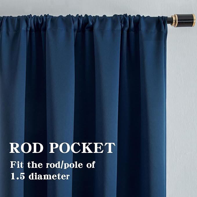 IGEMAEVE Blackout Curtains for Bedroom Grommets Navy Blue 52" W x 84" L | - Image 2