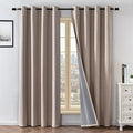 100% Blackout Curtains 90 Inch Length 2 Panels Set, Black Out Curtains for Living Room, Beige Thermal Insulated Grommet Drapes Bedroom Luxury Decor Privacy(52W × 90L inch, Beige)