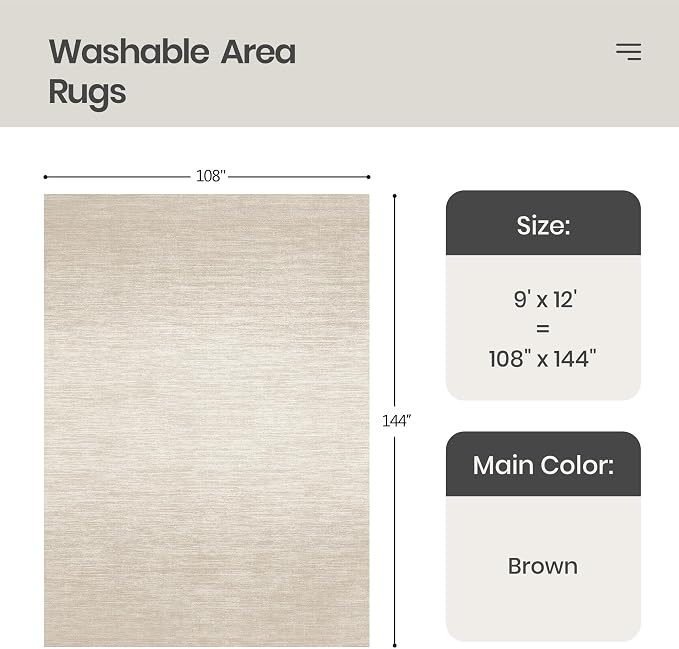 9x12 Area Rug Non Slip, Large Washable Rugs - Image 2