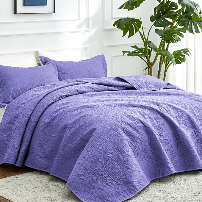 Love's cabin Twin Quilt Bedding Set Deep Purple Bedspreads - Image 2