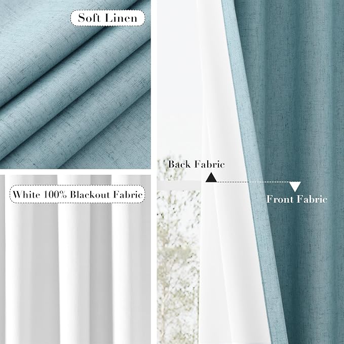 Joywell 100% Blackout Linen Curtains 102 Inch Long - Image 5