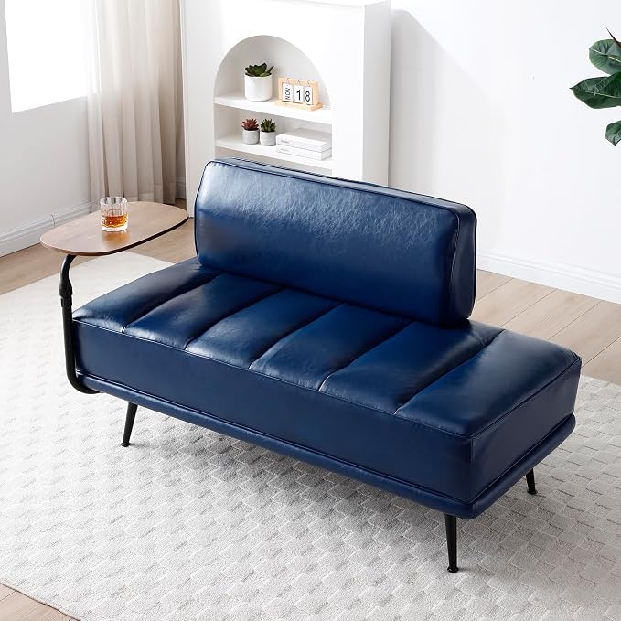 Leather loveseat Sofa, Modern Faux Leather Bedroom Bench - Image 3
