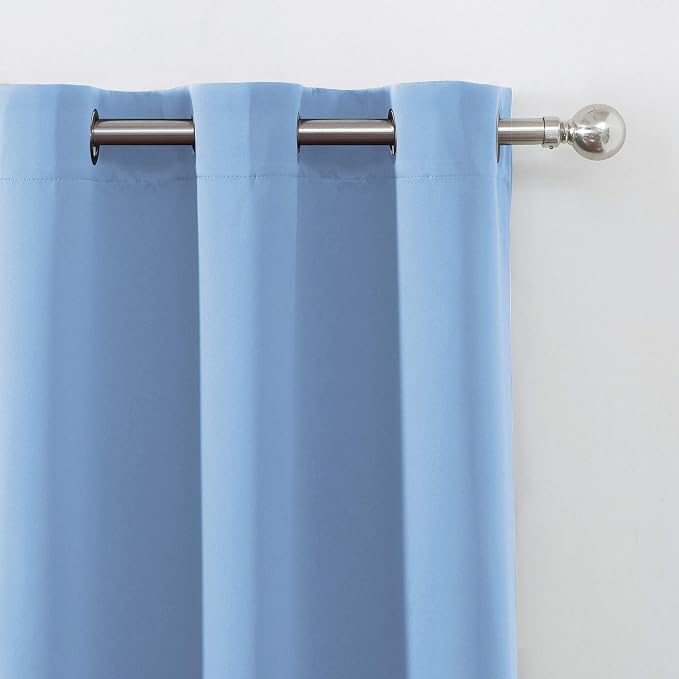Sky Blue Thermal Blackout Curtains/52 x 72 Inch/Set of 2 Panels Room Darkening - Image 7