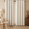 Boho 100% Blackout Curtains 90 Inch 2 Panels Linen Blend Beige | Vintage by Unknown