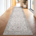 Boho Washable 3x20 Extra Long Hallway Runner Rug, Neutral Light Gray & Sage by HazoHaus