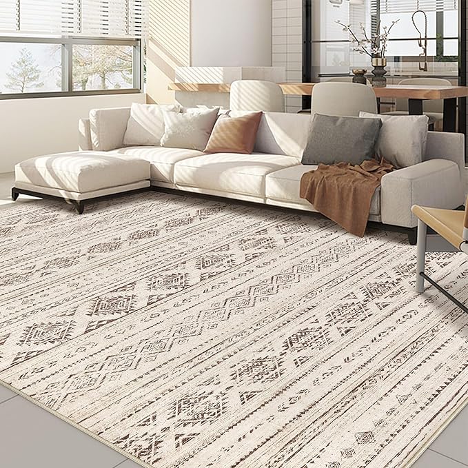 Nakagishi Boho 7x9 Area Rug Living Room Rugs Machine Washable Dark Brown | Soft by NakagishiAreaRug