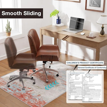 40"x50" Modern Abstract Office Chair Rug, Easy to Clean Computer Chair Rug, Under Desk Rugs for Home Office, Desk Rugs for Rolling Chairs, Floor Mat for Hardwood Floors, Desks Carpet for Tile Floor