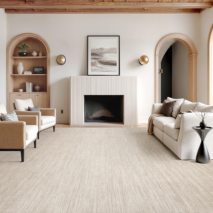 8x10 Area Rugs for Living Room, Large Washable Rug Non Slip Brown | Soft Low by Valenrug