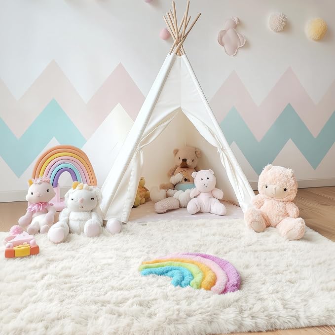 OLANLY 4x4 Machine Washable Accent Rug, Soft Fluffy Shaggy Area Rug - Image 3