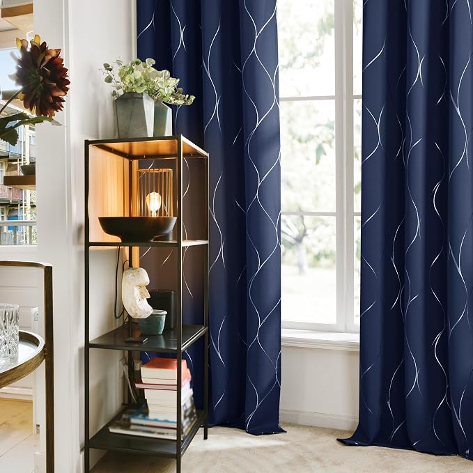 Deconovo Curtains for Living Room, Pattern Blackout Curtains 63 Inches Long | - Image 3