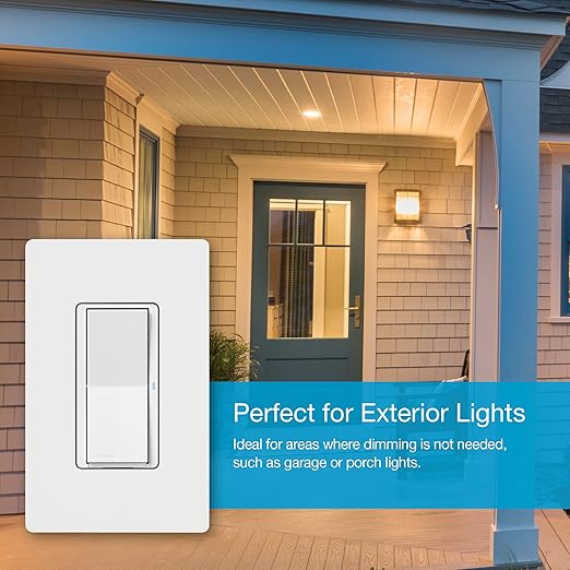 Lutron Claro Smart Light Switch for Caseta Lighting, for LED Lights, Fans, 5 Amp, Single-Pole/3-Way, Neutral Required, DVRF-5NSS-WH-3, White, 3 Pack