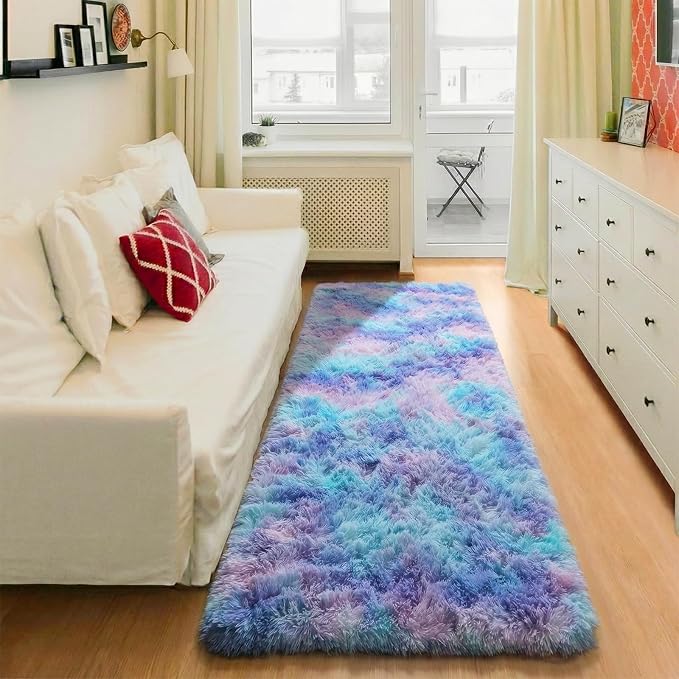 Rainbow Runner Rugs for Bedroom Living Room, Fluffy 2x6 Bedside Hallway Area Rug - Image 6