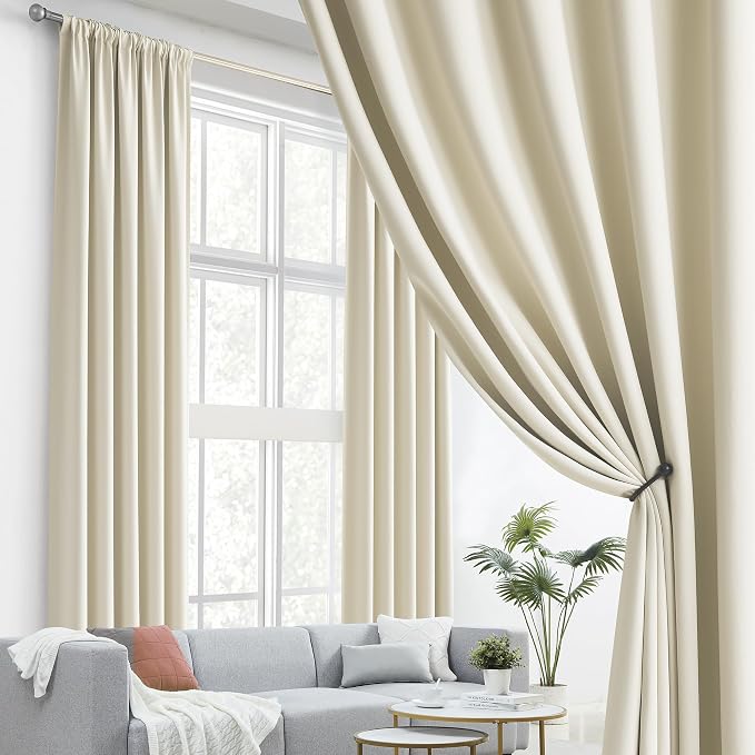 2 Pcs Living Room Curtains High Ceiling Extra Long Drapes Rod Pocket Back Tab - Image 2