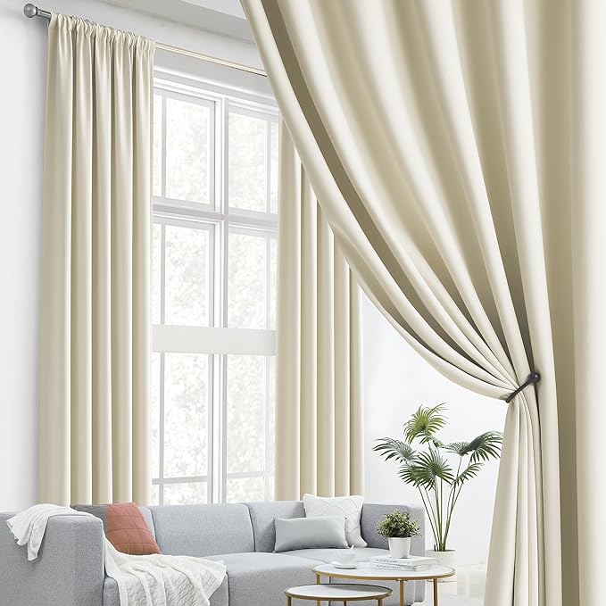 Cream Beige Curtains 105 Length 2 Panels, 52 by 105 Inches Long - Image 2