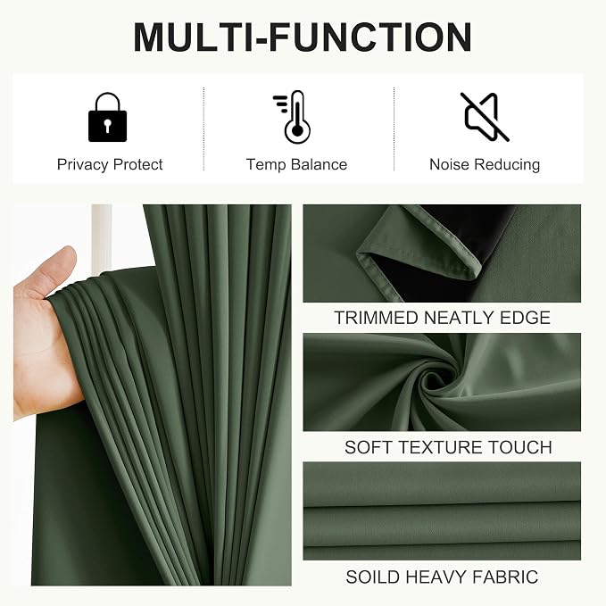 NICETOWN Greyish Green Blackout Curtains - Image 7