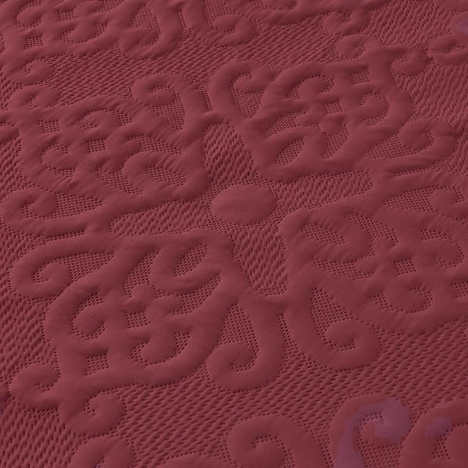 Kingnex Oversized King Bedspreads 128x120 Burgundy | Lightweight, Extra Wide - Image 6