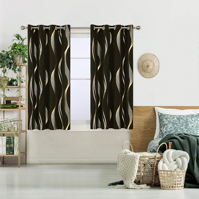 Deconovo Curtains for Living Room, Pattern Blackout Curtains 45 Inches Long | - Image 2