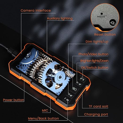 Epicmate Triple Lens Sewer Inspection Camera-Snake Camera with Light 16.5 ft, 5" IPS Screen Endoscope with Lights 1080P Industrial Borescope, IP67 Waterproof Drain Pipe Drain Snake with 32G Card