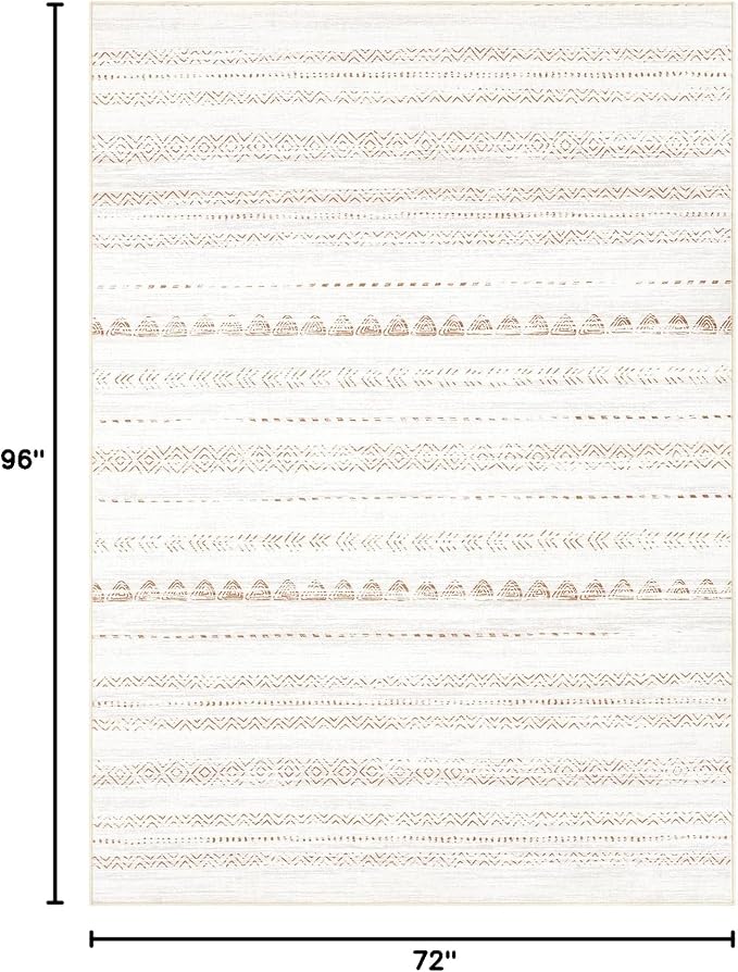 Nakagishi Boho 6x8 Area Rug Living Room Rugs Machine Washable Brown | Soft - Image 2