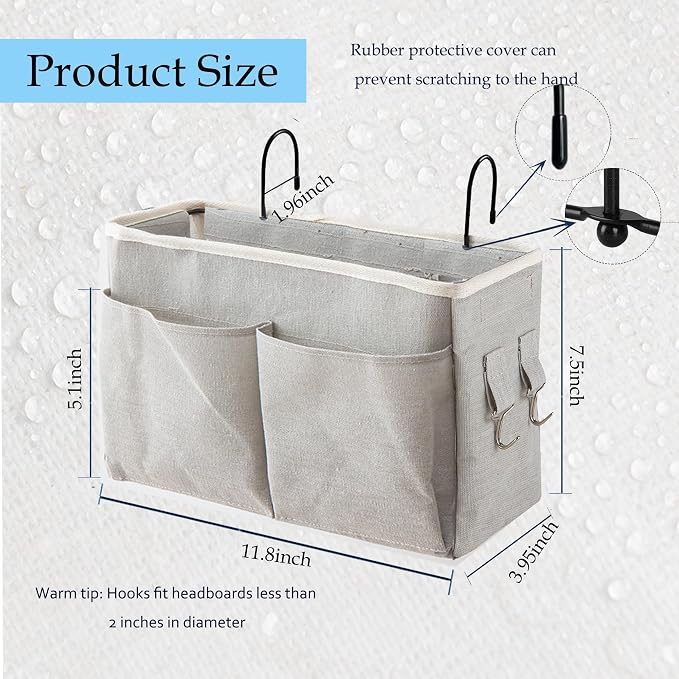 SMALL GOAL Bedside Caddy, Bedside Hanging Storage Organizer - Image 3