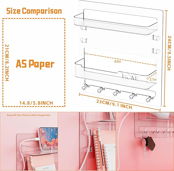 Bedside Shelf for Dorm Bed, Small Room and Nightstand, Wall Mounted Floating - Image 2