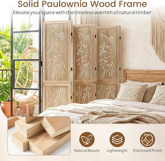 GIANTEX 6 Panel Boho Room Divider - Image 6