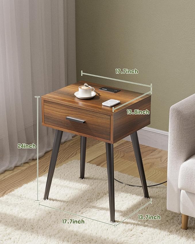 HAIOOU Nightstands Set of 2, Mid Century Bedside Table - Image 3