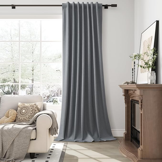Grey Linen 100% Blackout Curtains - Image 6