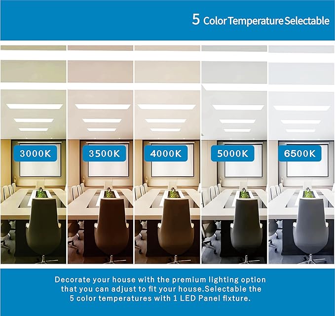 2x4 FT LED Light Flat Panel, 40-72W, 5 CCT 3K | 3.5K | 4K | 5K | 6.5K, Dimmable Recessed Drop Ceiling Lights, 3750/5000/6250/7500/9000 Lumens, Lay in Fixture for Office, 120-277V, UL DLC(24 Pack)