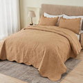 Kingnex Oversized King Bedspreads 128x120 Khaki | Lightweight, Extra Wide Quilt by Kingnex