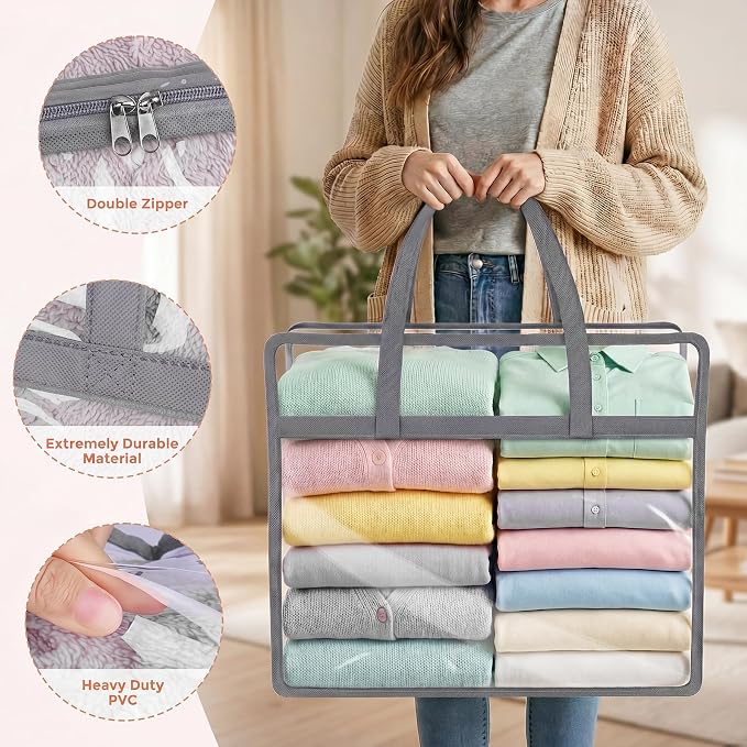 6 Pack Clear Storage Bags for Clothes, 45L Closet Organizers and Storage | - Image 3