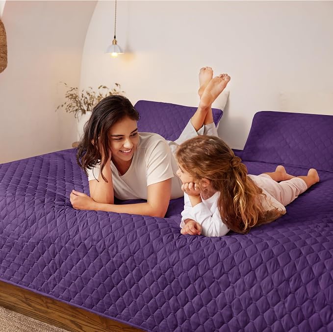 Exclusivo Mezcla Reversible California King Quilt Set, Deep Purple | - Image 3