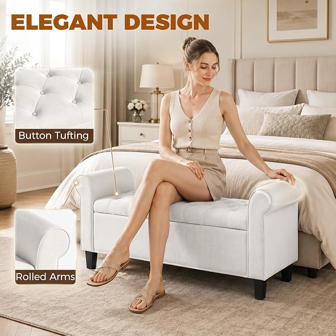 HOMCOM 47" Storage Ottoman End of Bed Bench - Image 6