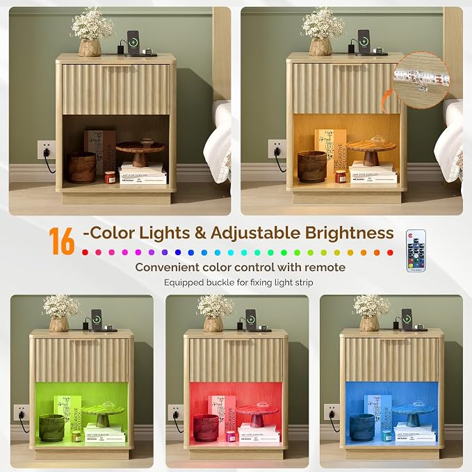 VINGLI 19"W Nightstands Set of 2 - Image 6