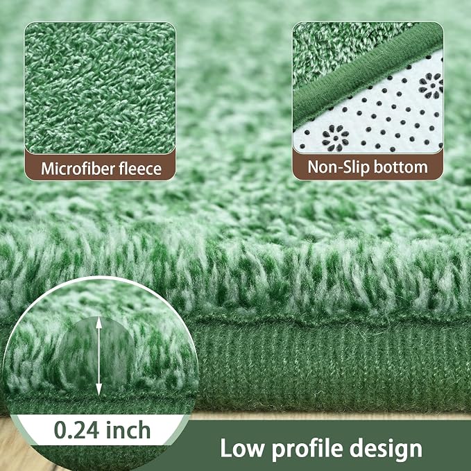 5x7 Area Rugs for Living Room Non Slip Dorm Bedroom Rug, Matte Green | Modern - Image 5