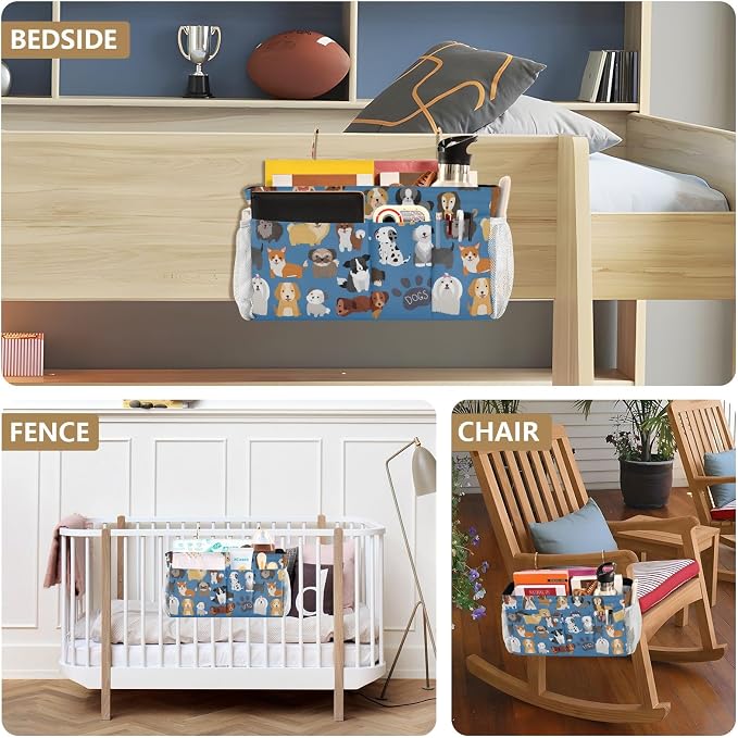 Dogs Cute tag8 Bedside Caddy Storage Bag Bedside Organizer - Image 8