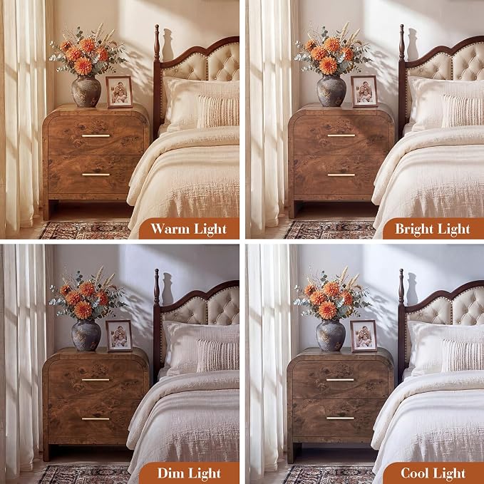 Night Stand 2-Drawer Nightstand 24" H Metal Handle Modern Sturdy Bedside Table - Image 7