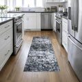 2x6 Washable Runner Rug：Modern Abstract Kitchen Carpet Black | by FXRHLP