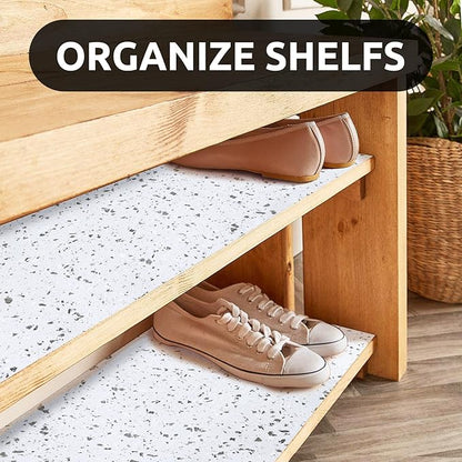 RAY STAR 18X96 Inch Shelf Liner for Kitchen Cabinets, Non-Adhesive Cabinet Liner Washable, PVC Drawer Liner for Dresser Non-Slip Bathroom (Stone)(1 Roll)